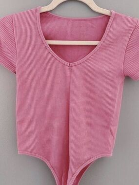 Ribbed Mauve Short Sleeve bodysuit